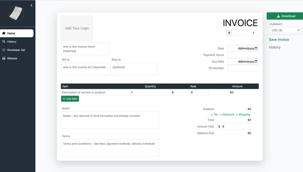 Invoice Generator preview